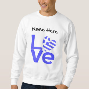 Sweatshirt Cœur drapeau bleu LOVE Grèce personnalisé