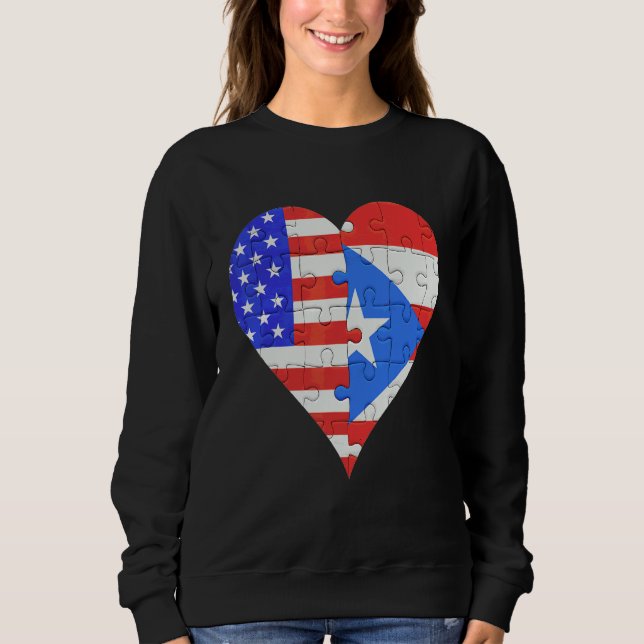 Sweatshirt Coeur du drapeau américain portoricain (Devant)