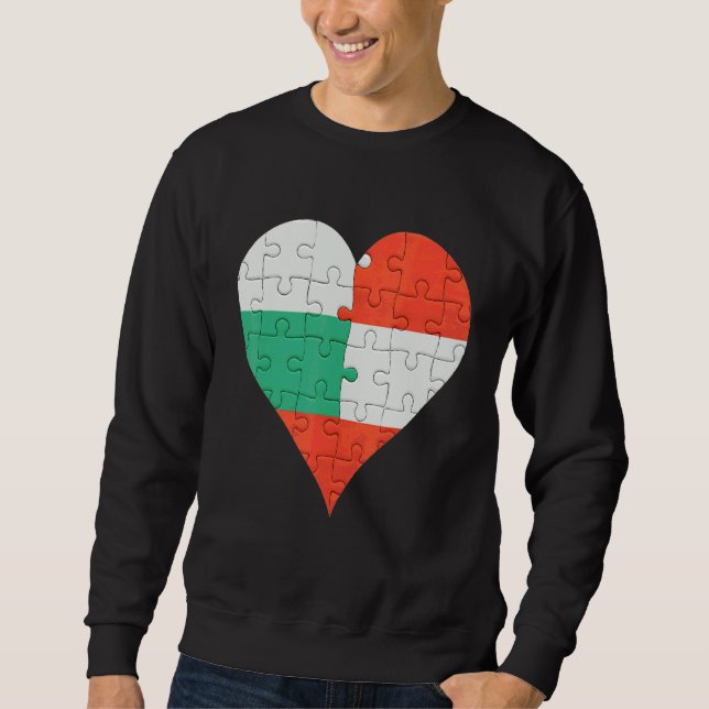 Sweatshirt Coeur du drapeau autrichien bulgare (Devant)