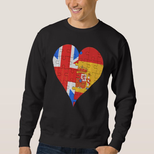 Sweatshirt Coeur du drapeau britannique espagnol (Devant)