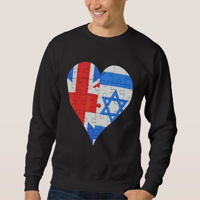 Sweatshirt Coeur du drapeau britannique israélien (Devant)