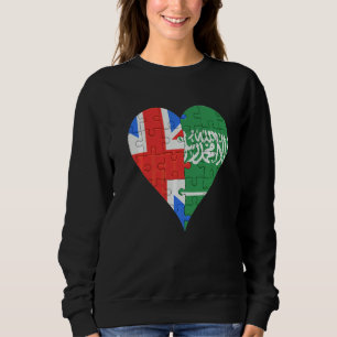 Sweatshirt Coeur du drapeau britannique saoudien