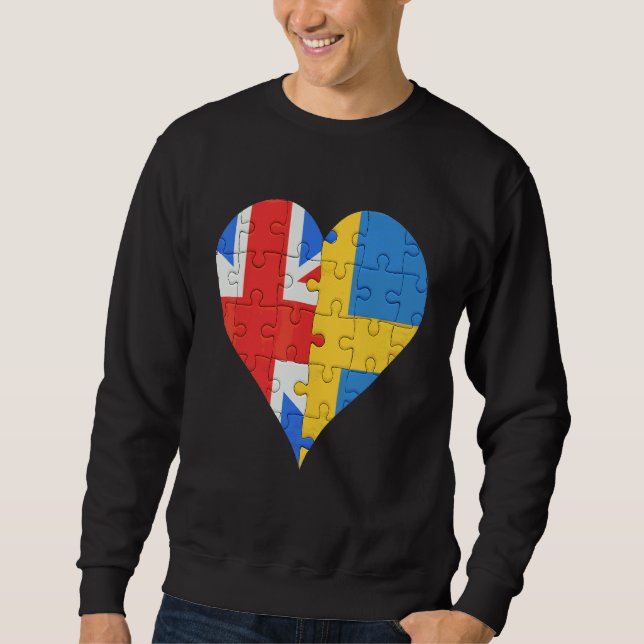 Sweatshirt Coeur du drapeau britannique suédois (Devant)