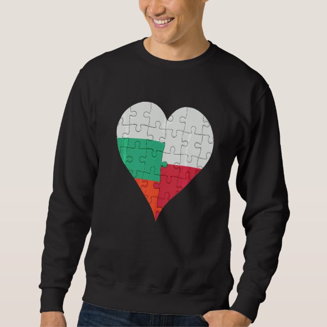 Sweatshirt Coeur du drapeau bulgare polonais (Devant)