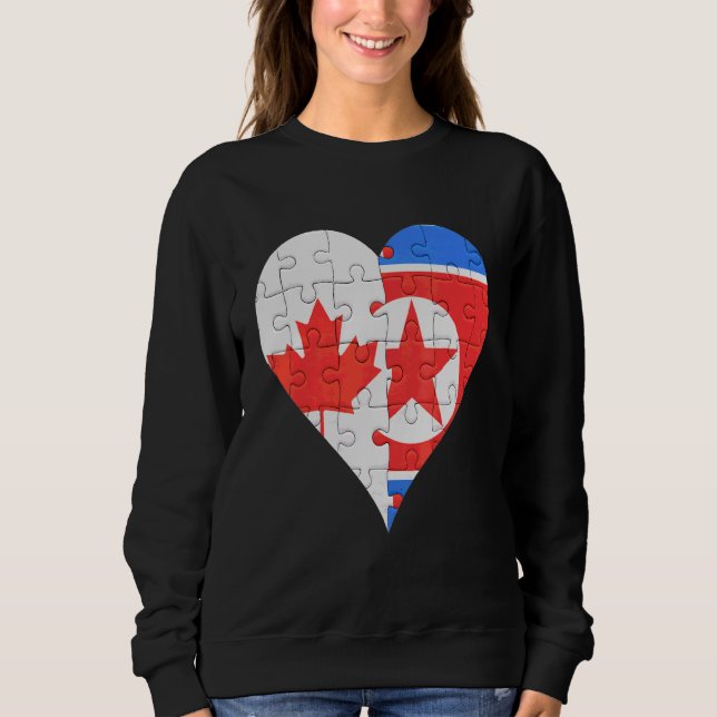 Sweatshirt Coeur du drapeau canadien nord-coréen (Devant)