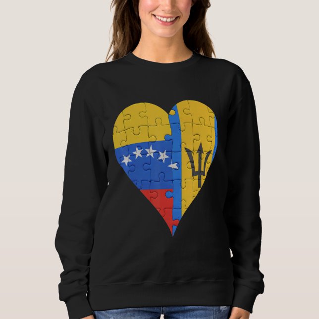 Sweatshirt Coeur du drapeau de la Barbade vénézuélienne (Devant)