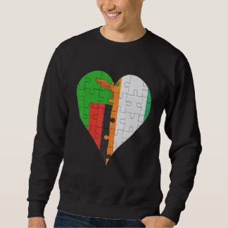 Sweatshirt Coeur du drapeau de la Zambie