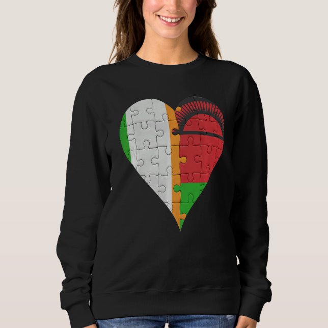Sweatshirt Coeur du drapeau du Malawi irlandais (Devant)