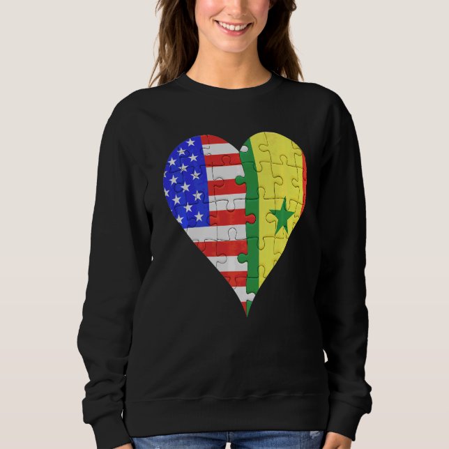 Sweatshirt Coeur du drapeau du Sénégal américain (Devant)