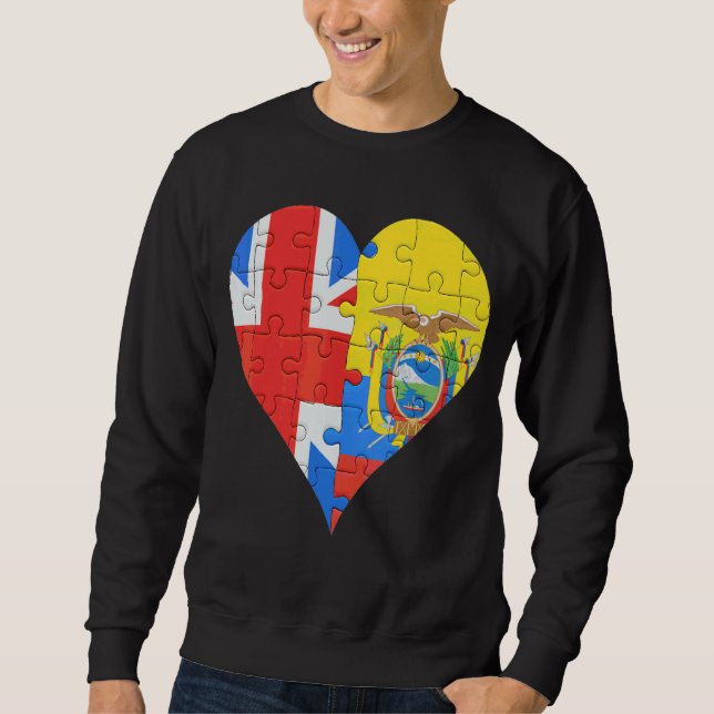 Sweatshirt Coeur du drapeau équatorien britannique (Devant)
