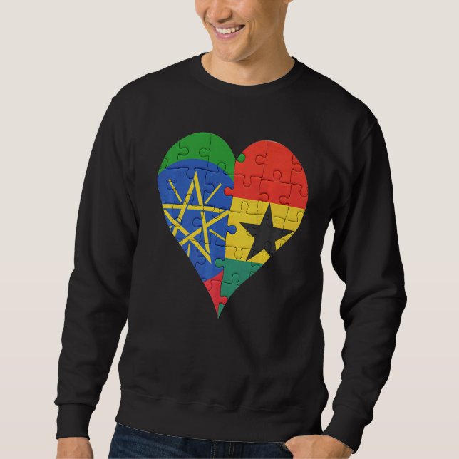 Sweatshirt Coeur du drapeau éthiopien ghanéen (Devant)