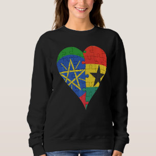 Sweatshirt Coeur du drapeau éthiopien ghanéen