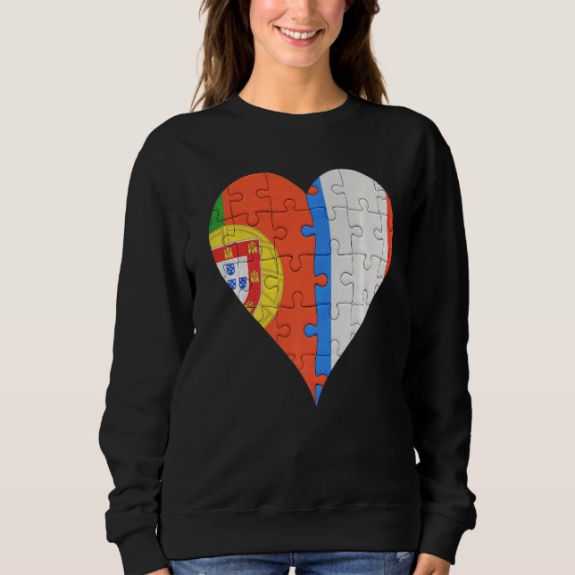 Sweatshirt Coeur du drapeau français portugais (Devant)
