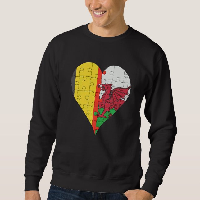 Sweatshirt Coeur du drapeau gallois belge (Devant)