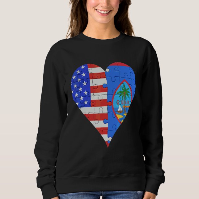 Sweatshirt Coeur du drapeau guamanien américain (Devant)