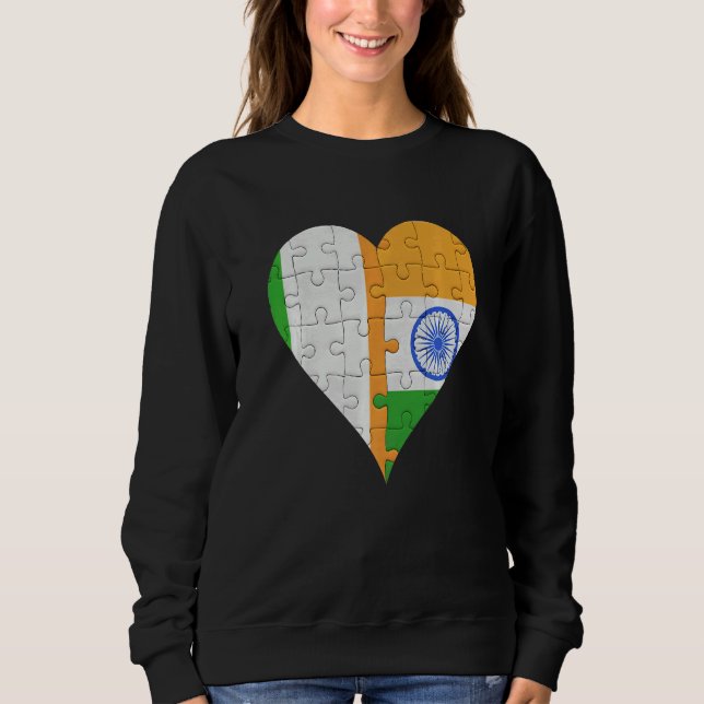 Sweatshirt Coeur du drapeau indien irlandais (Devant)