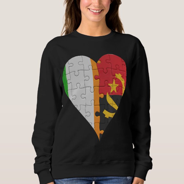 Sweatshirt Coeur du drapeau irlandais angolais (Devant)