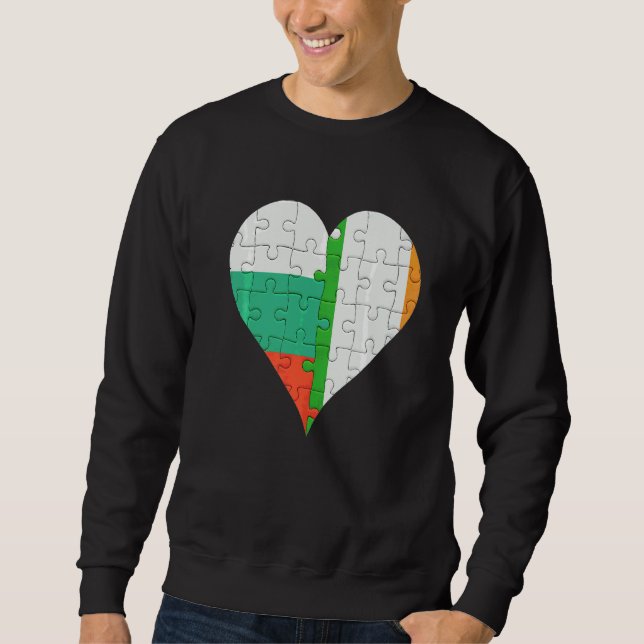 Sweatshirt Coeur du drapeau irlandais bulgare (Devant)