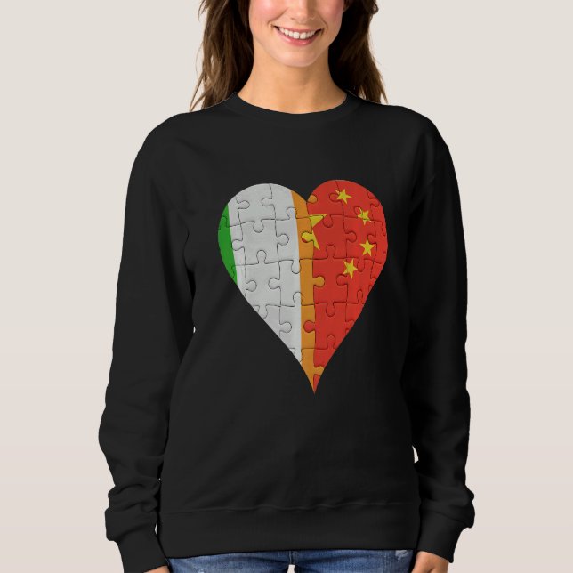 Sweatshirt Coeur du drapeau irlandais chinois (Devant)