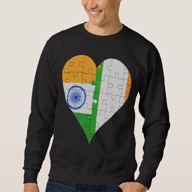 Sweatshirt Coeur du drapeau irlandais indien (Devant)