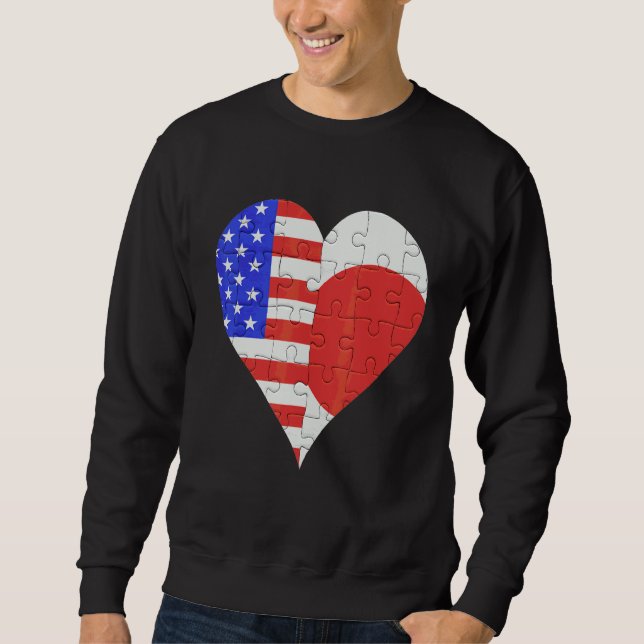 Sweatshirt Coeur du drapeau japonais américain (Devant)