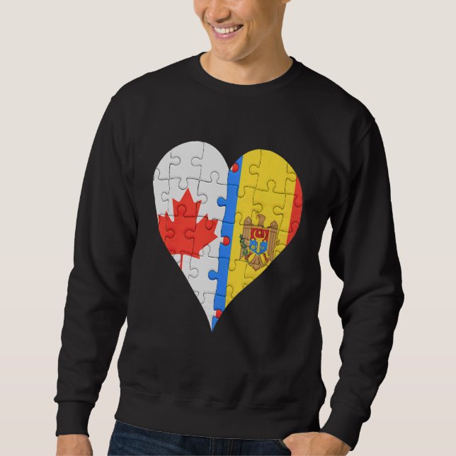 Sweatshirt Coeur du drapeau moldave canadien (Devant)