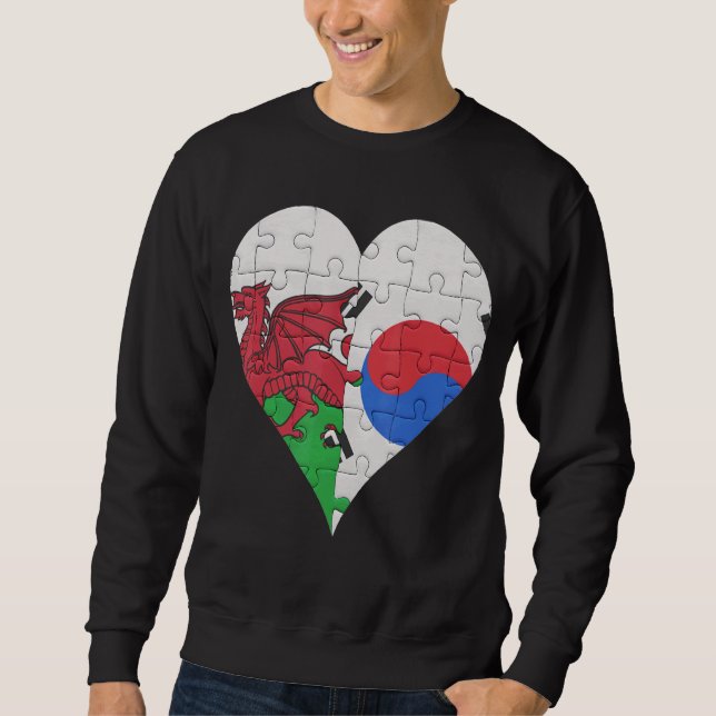 Sweatshirt Coeur du drapeau sud-coréen gallois (Devant)