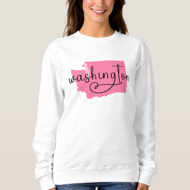 Sweatshirt Cœur écriture manuscrite Washington en rose (Devant)