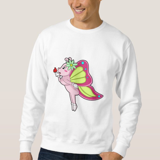Sweatshirt Coeur en fleurs papillon (Devant)