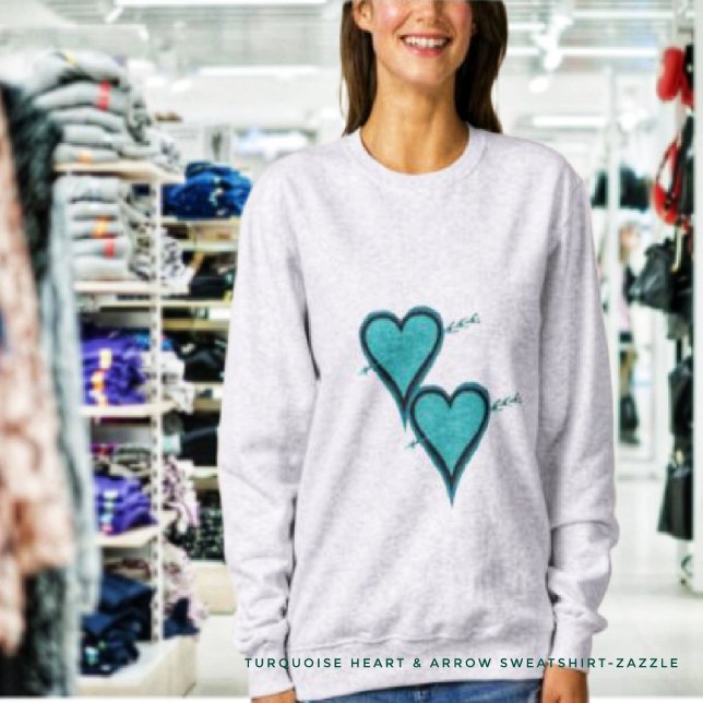 Sweatshirt Coeur et flèche turquoise (Créateur téléchargé)