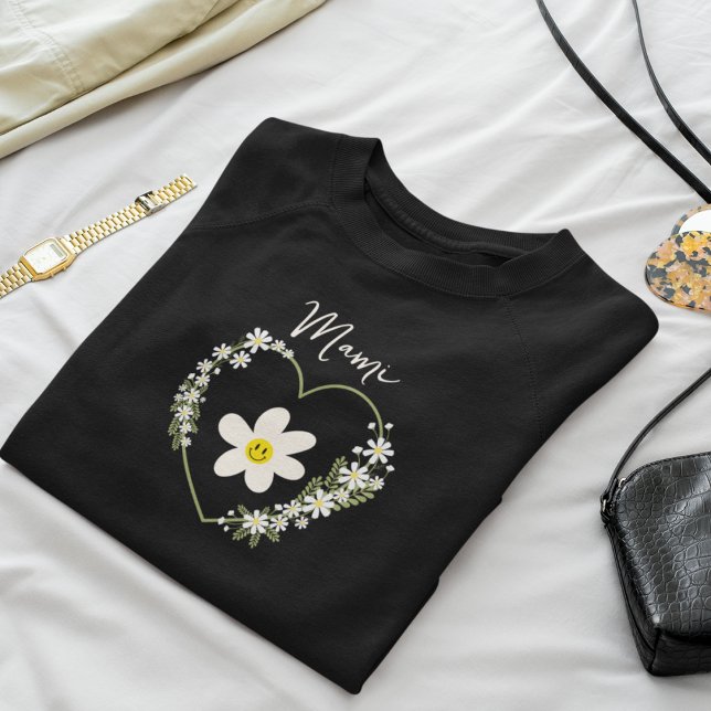 Sweatshirt Coeur Fleur Rétro, Visage heureux, espagnol Mami,  (Créateur téléchargé)