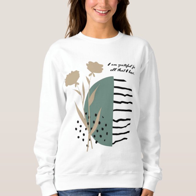 Sweatshirt Cœur reconnaissant Abondance intérieure Simplement (Devant)