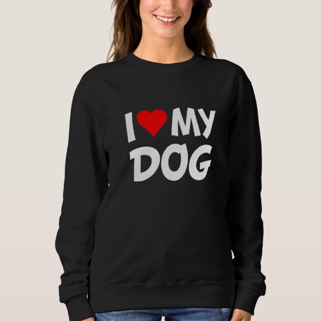 Sweatshirt Coeur rouge J'aime mon chien (Devant)