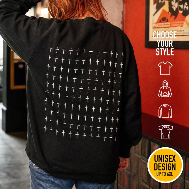 Sweatshirt Cœur Sacré Croix Blanches Symétriques Jean 14:6 (Heavyweight Streetwear Christian T-Shirts & available oversize 3XL, 4XL, 5XL, 6XL. Choose your style)