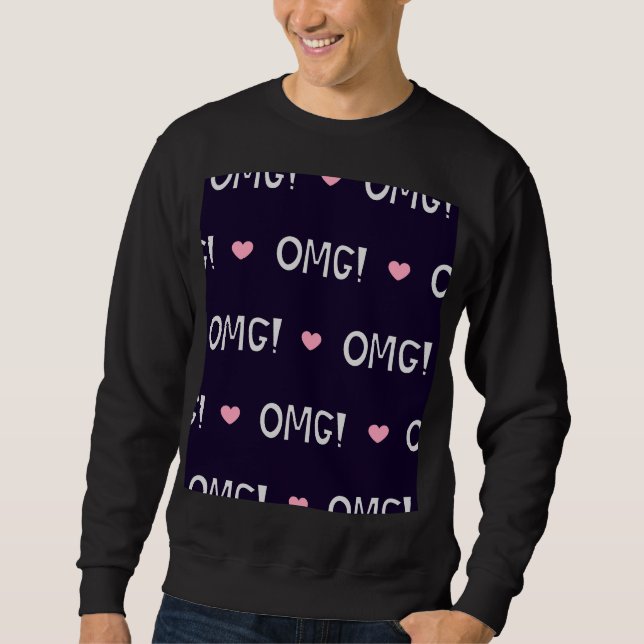 Sweatshirt Coeurs, texte OMG, motif mignon (Devant)