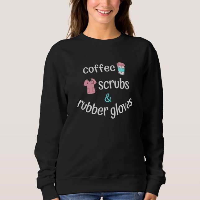 Sweatshirt Coffee Scrubs and Rubber Gloves for Nurse and Doct (Devant)