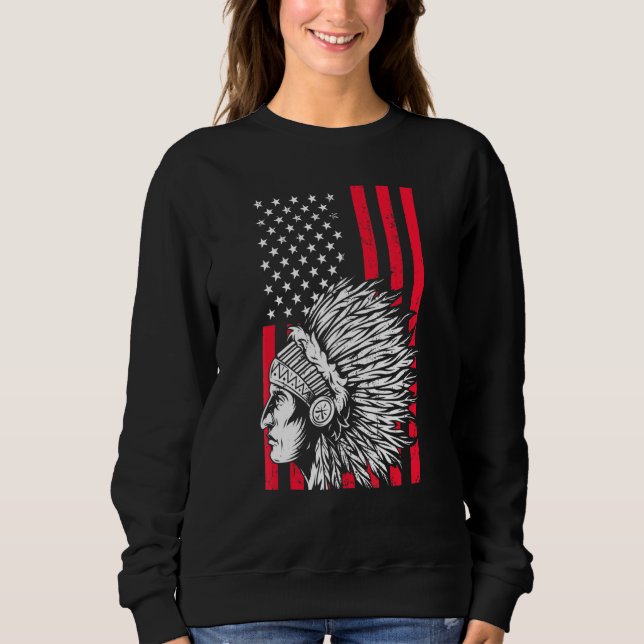 Sweatshirt Coiffure American Pride Usa Drapeau Indiens A (Devant)