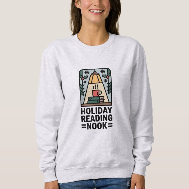 Sweatshirt Coin de lecture des Fêtes, hiver cosy (Devant)