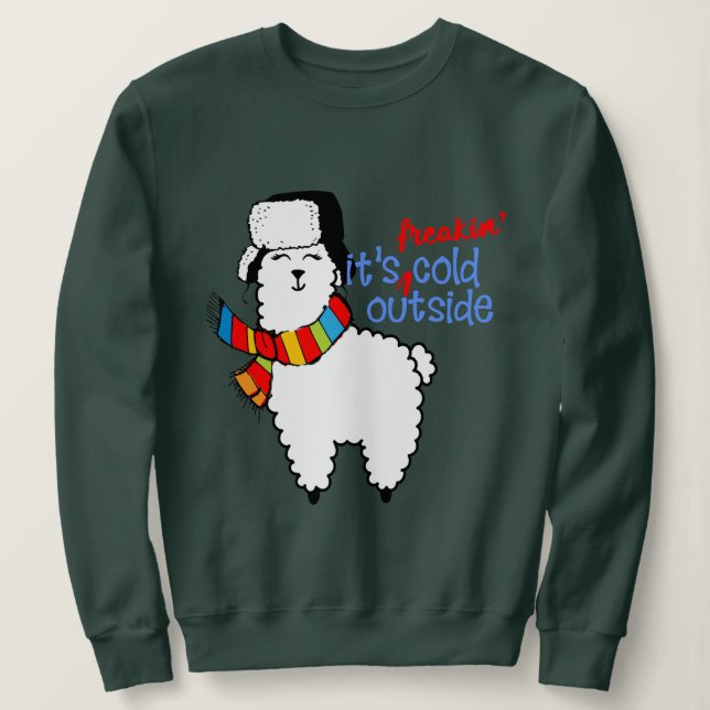 Sweatshirt Cold Outside Vilain pull de Noël Funny Llama (Design devant)