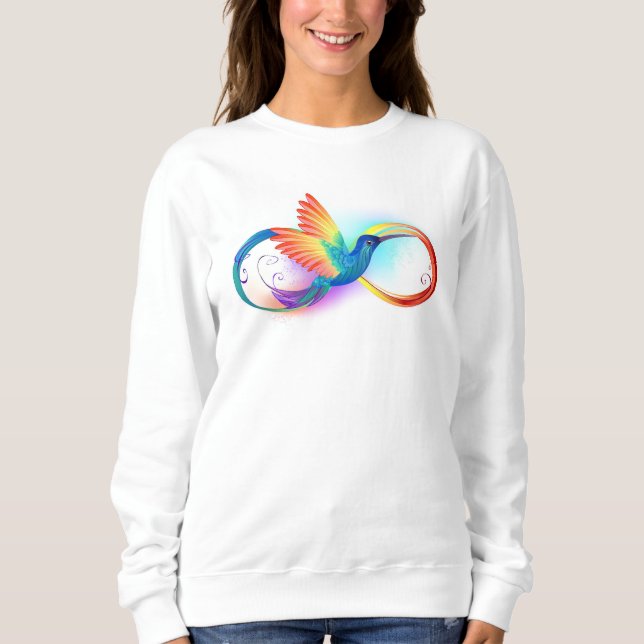 Sweatshirt Colibri arc-en-ciel avec symbole Infinity (Devant)