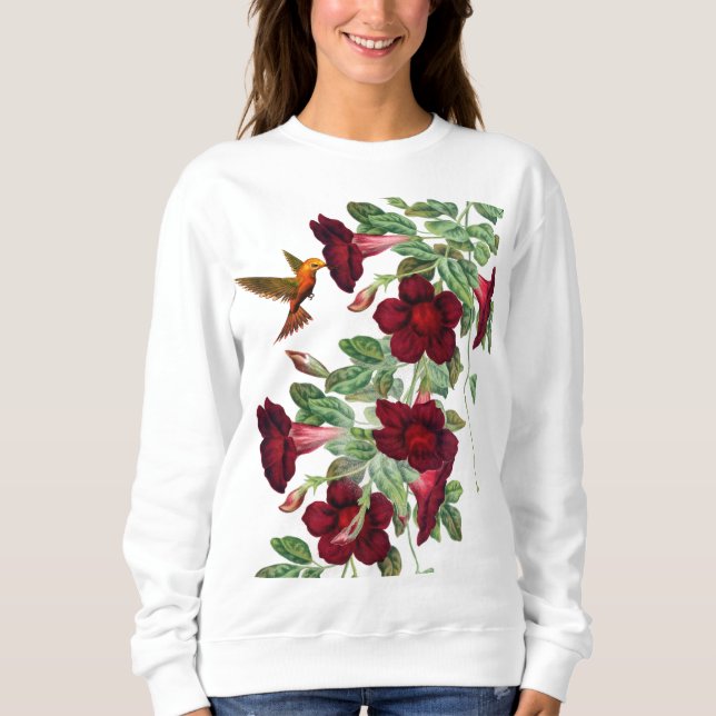 Sweatshirt Colibri sur la vigne de Red Mandevillea (Devant)
