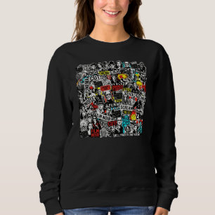 Sweatshirt Collage d'autocollants de cinéma classique rétro -