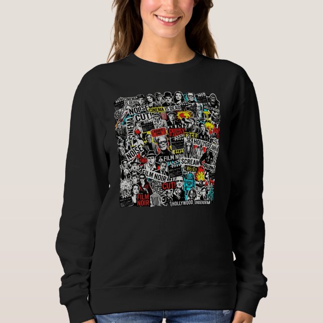 Sweatshirt Collage d'autocollants de cinéma classique rétro - (Devant)