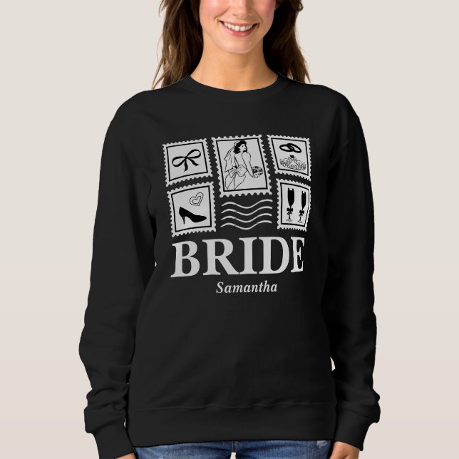 Sweatshirt Collage de timbre de mariée personnalisé (Devant)