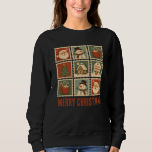 Sweatshirt Collage de timbre de Noël rétro