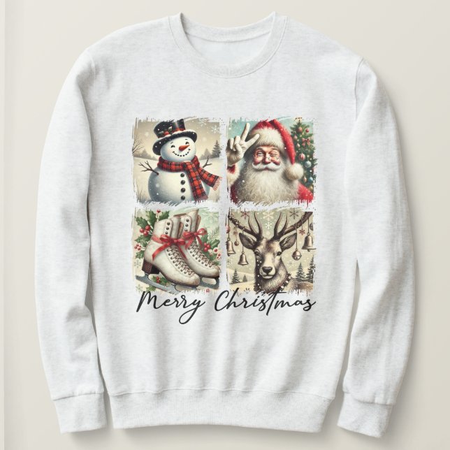 Sweatshirt Collage Festive hiver Noël (Design devant)