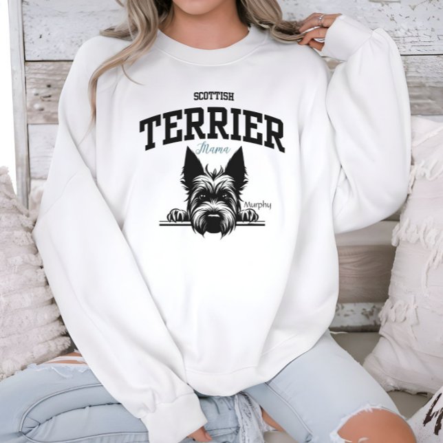 Sweatshirt College Varsity Script Scottish Terrier Mama (Créateur téléchargé)