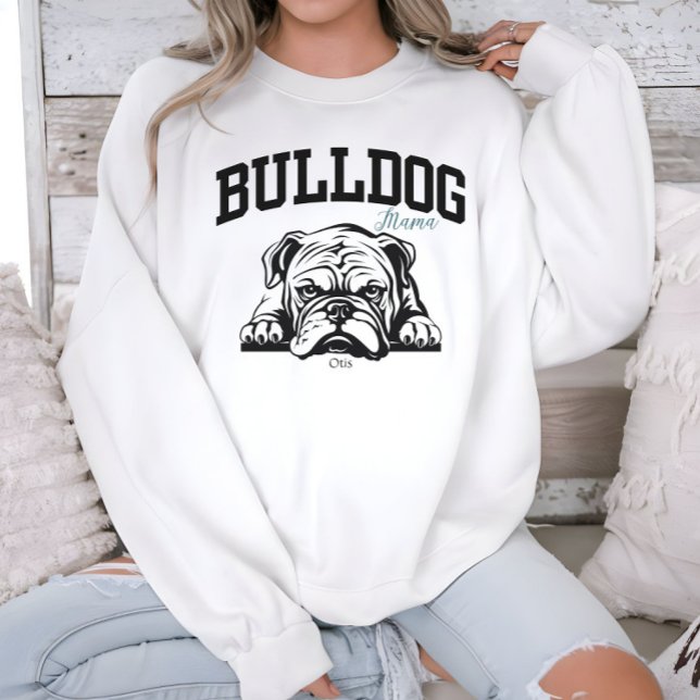 Sweatshirt College Varsity Style Script Bulldog Mama Chien Am (Créateur téléchargé)
