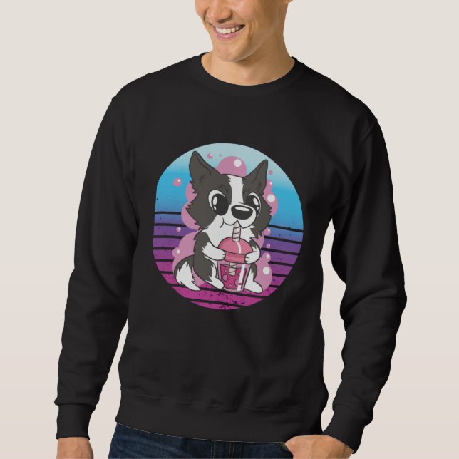 Sweatshirt Collie Dog Bubble Tea (Devant)