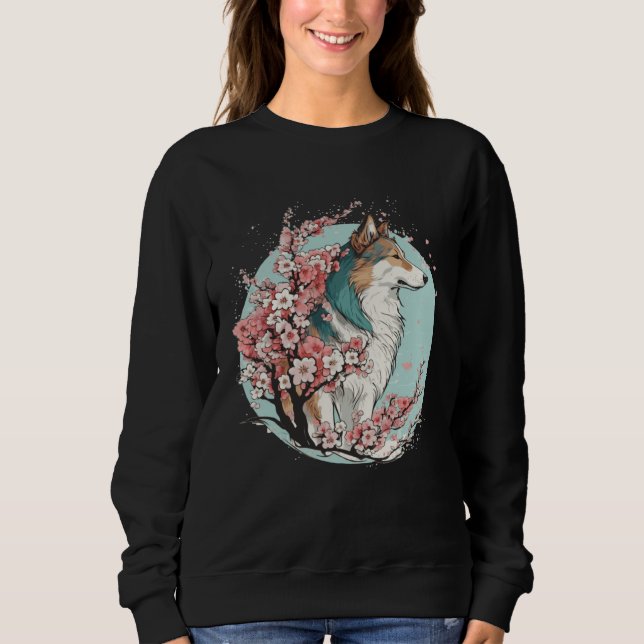 Sweatshirt Collie Dog Cherry Blossom Dog Breed Japanese Water (Devant)